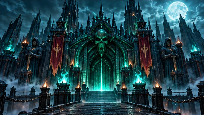 The moonlit gates of the Fallen Citadel